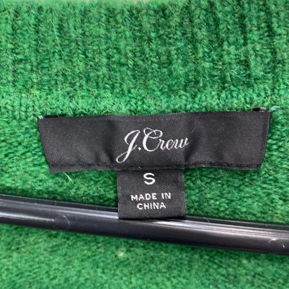 J crew green v‎ neck sweater wool alpaca